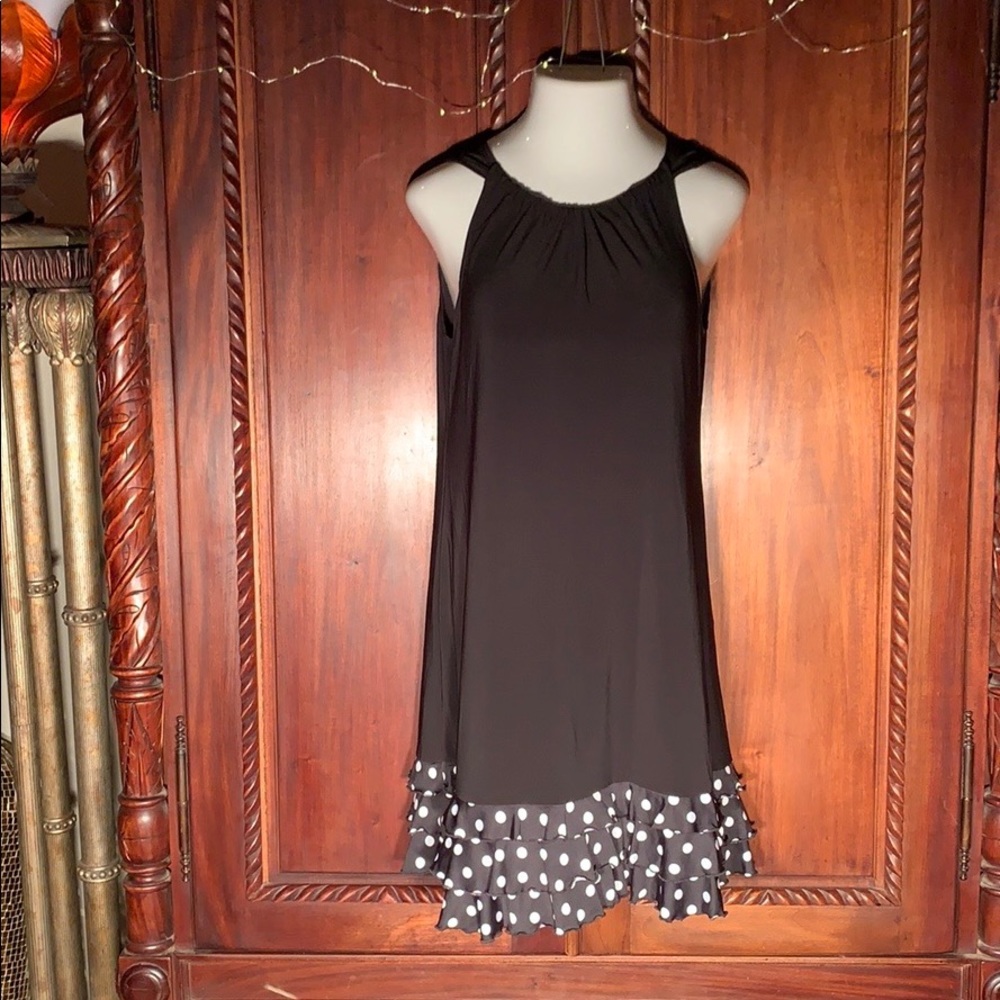 NWOT Madison Leigh Black Polkadot Shift Dress 14 - Picture 14 of 16